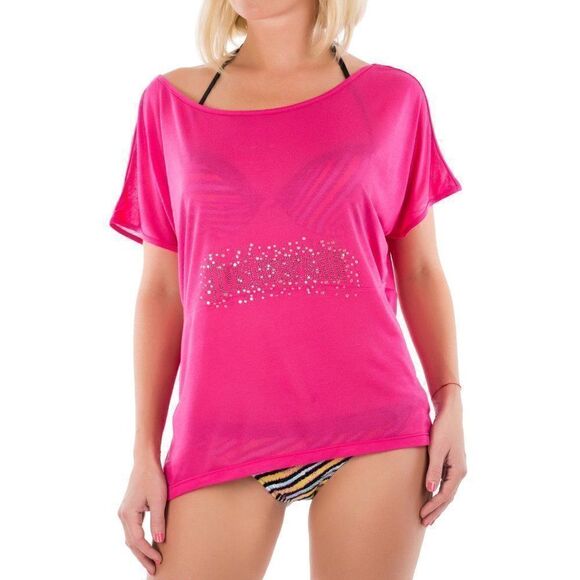 New Just Cavalli Women Tank Top Pink Tees Relaxed Fit T-Shirt US XS, S - Picture 4 of 7